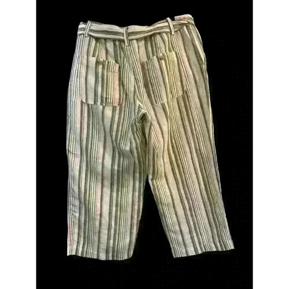 Liz Claiborne Multi Stripe Belted Crop Pants Size M Medium I Seam 22” - Picture 4 of 11